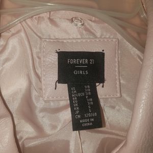 Girls Powder Pink Leather-ish jacket